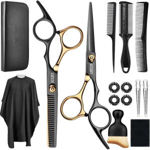 Hair Cutting Scissors Shears Kits, 15 Pcs Professional Stainless Steel Hairdressing Shears Set