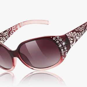 Women's Polarized Sunglasses Wrap Around Rhinestone Design Fashion Sunnies